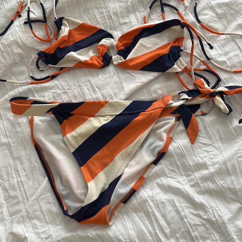 Victoria’s Secret Striped Bikini Navy/Orange - Picture 3 of 5